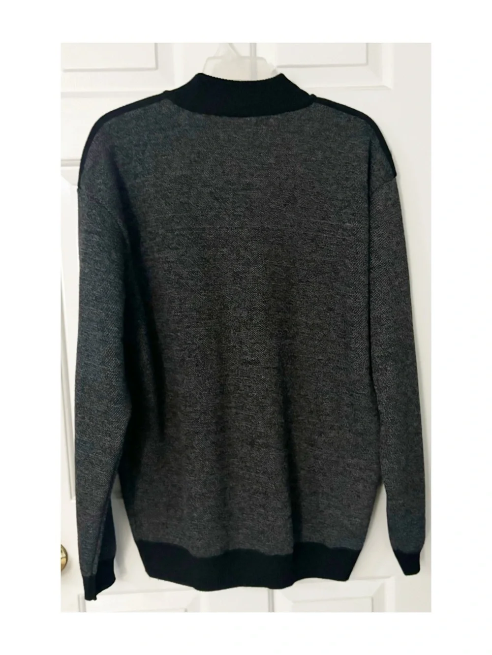 Studio Ferera Men's Mock Neck 1/4 Zip Sweater, Grey & Black XXXL
